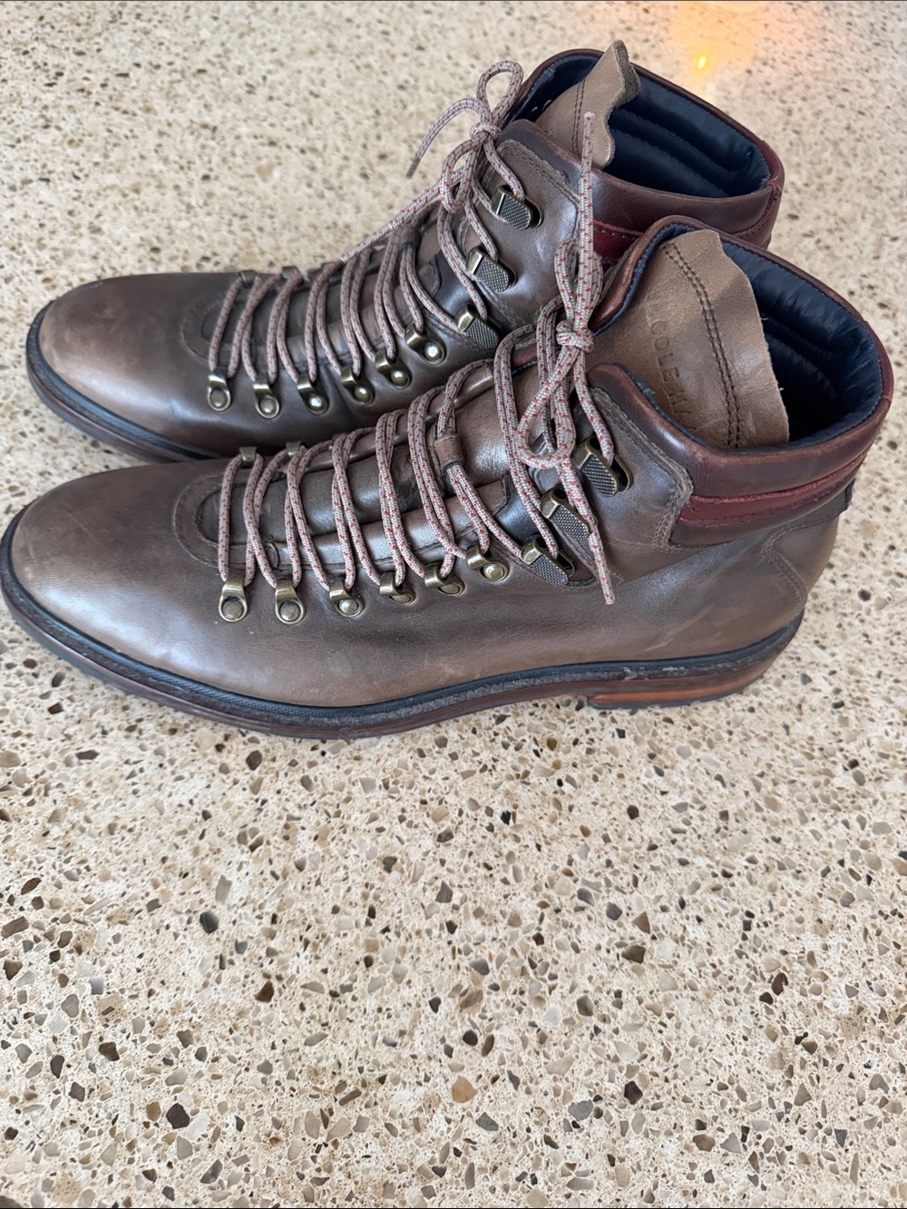 Cole Haan Brown Leather Lace Up Ankle Boots size 10.5